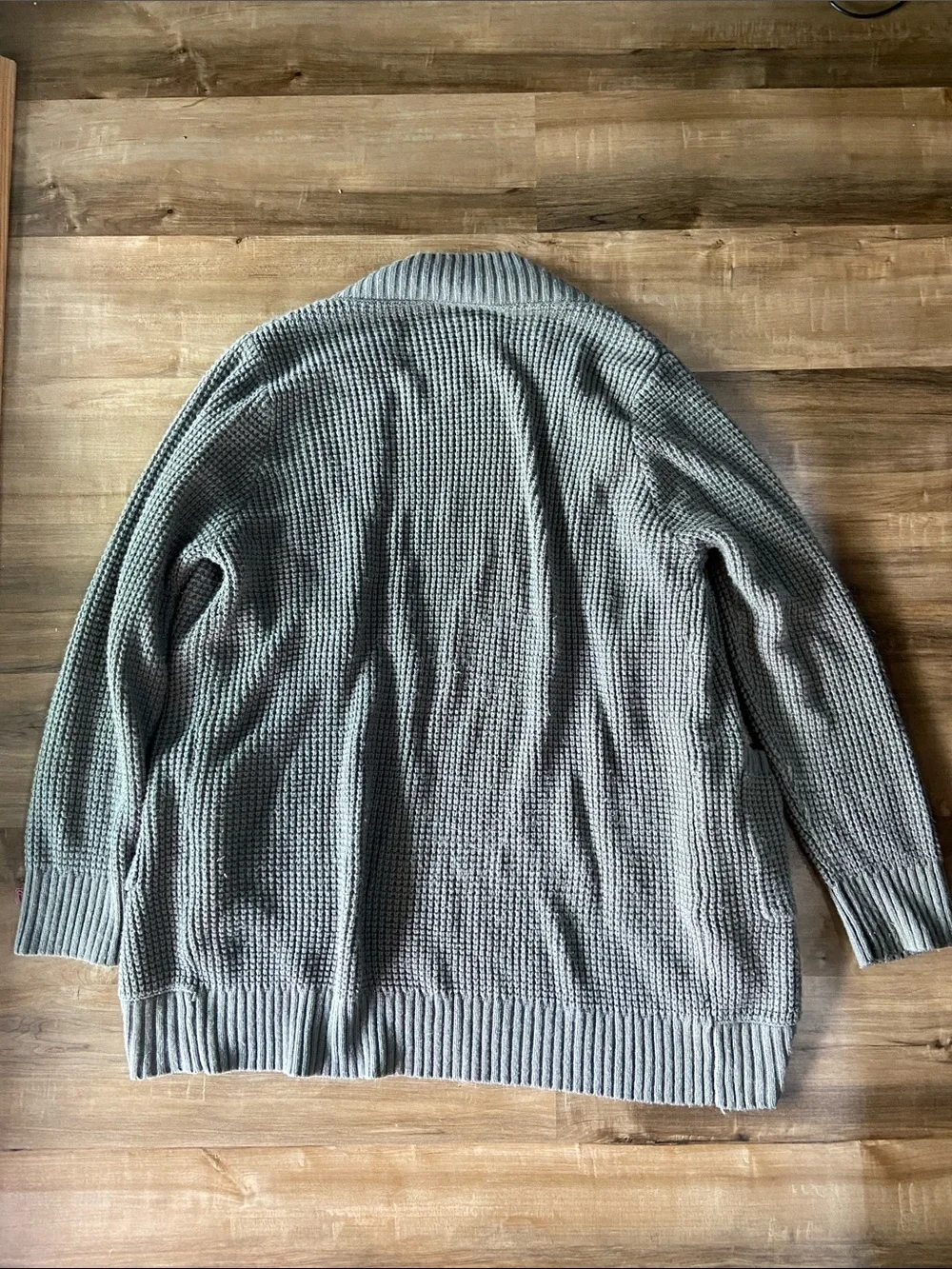 Open-Front Chunky Knit Cardigan Sweater - Gray